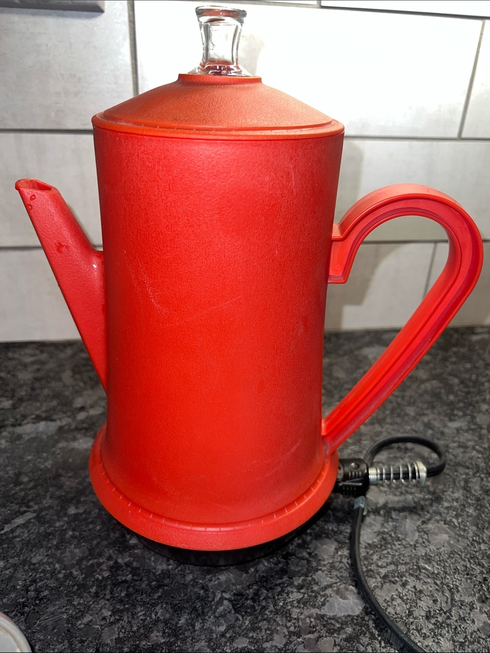 Vintage Orange plastic WEST BEND 9 cup electric percolator.